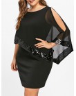 Wipalo Sexy cekinami nakładka Capelet sukienka 2019 sukienka O-Neck krótki rękaw kobiety Bodycon Party sukienki Vestidos szata F