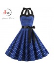 Sexy Halter sukienka na imprezę 2018 Retro Polka Dot Hepburn w stylu Vintage 50 s 60 s Pin Up Rockabilly sukienki szata Plus Siz