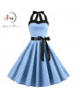 Sexy Halter sukienka na imprezę 2018 Retro Polka Dot Hepburn w stylu Vintage 50 s 60 s Pin Up Rockabilly sukienki szata Plus Siz