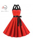 Sexy Halter sukienka na imprezę 2018 Retro Polka Dot Hepburn w stylu Vintage 50 s 60 s Pin Up Rockabilly sukienki szata Plus Siz