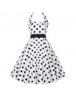 Sexy Halter sukienka na imprezę 2018 Retro Polka Dot Hepburn w stylu Vintage 50 s 60 s Pin Up Rockabilly sukienki szata Plus Siz