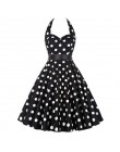 Sexy Halter sukienka na imprezę 2018 Retro Polka Dot Hepburn w stylu Vintage 50 s 60 s Pin Up Rockabilly sukienki szata Plus Siz