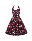 Sexy Halter sukienka na imprezę 2018 Retro Polka Dot Hepburn w stylu Vintage 50 s 60 s Pin Up Rockabilly sukienki szata Plus Siz