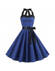 Sexy Halter sukienka na imprezę 2018 Retro Polka Dot Hepburn w stylu Vintage 50 s 60 s Pin Up Rockabilly sukienki szata Plus Siz