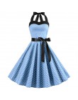 Sexy Halter sukienka na imprezę 2018 Retro Polka Dot Hepburn w stylu Vintage 50 s 60 s Pin Up Rockabilly sukienki szata Plus Siz