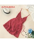 ALPHALMODA 2018 lato kobiety potargane V-kołnierz bez rękawów sukienka sling popularne Polka Dot drukuje nieregularne potargane 