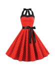 Sexy Halter sukienka na imprezę 2018 Retro Polka Dot Hepburn w stylu Vintage 50 s 60 s Pin Up Rockabilly sukienki szata Plus Siz