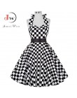 Sexy Halter sukienka na imprezę 2018 Retro Polka Dot Hepburn w stylu Vintage 50 s 60 s Pin Up Rockabilly sukienki szata Plus Siz