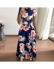 NIBESSER kobiety Floral Print długa letnia sukienka maxi 2019 na co dzień z krótkim rękawem Boho plaża Sexy Patchwork sukienka n