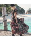 DeRuiLaDy 2019 nowy kobiety lato Boho plaża sukienka w dużym rozmiarze Sexy V szyi w stylu Vintage drukuj długie sukienki na co 