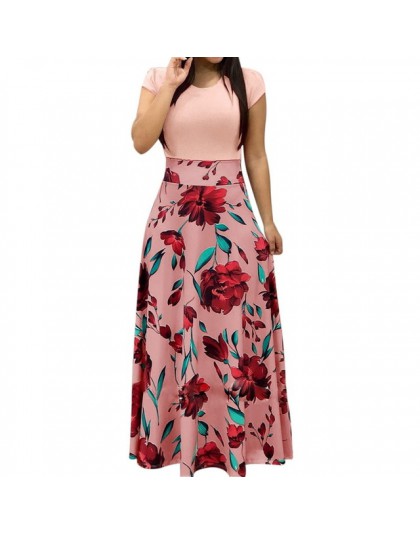 NIBESSER kobiety Floral Print długa letnia sukienka maxi 2019 na co dzień z krótkim rękawem Boho plaża Sexy Patchwork sukienka n