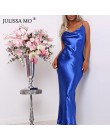 Sibybo Sexy Spaghetti pasek Backless letnia sukienka kobiety Satin Lace Up trąbka długa sukienka elegancki Bodycon sukienek Vest