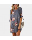 Kobiety letnia sukienka kwiatowy Print Boho plaża szyfonowa sukienka luźne na co dzień O-neck Mini sukienka na imprezę Sundress 