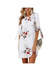 Kobiety letnia sukienka kwiatowy Print Boho plaża szyfonowa sukienka luźne na co dzień O-neck Mini sukienka na imprezę Sundress 