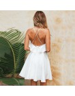 DeRuiLaDy 2019 kobiety lato paski plaża szyfonowa sukienka Sexy V Neck otwórz powrót Lace Up Ruffles Mini sukienki na co dzień s