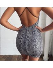 Macheda lato Backless Bodycon sukienka moda nowy kobiety wąż drukowanie Halter krzyż Sexy bez rękawów na co dzień sukienka Vesti