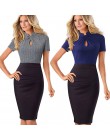 Nicea-na zawsze w stylu Vintage kontrast kolor Patchwork nosić do pracy węzeł vestidos Bodycon biuro biznes obcisła damska sukie