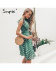 Simplee Sexy V neck polka dot zielony letnia sukienka kobiety 2019 na co dzień wzburzyć midi sukienka elegancka wakacje na plaży