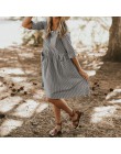 ZANZEA kobiety lato eleganckie O Neck połowa rękawem kieszenie luźne Party Vestido Casual Baggy praca w paski sukienka Sundress 