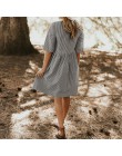 ZANZEA kobiety lato eleganckie O Neck połowa rękawem kieszenie luźne Party Vestido Casual Baggy praca w paski sukienka Sundress 