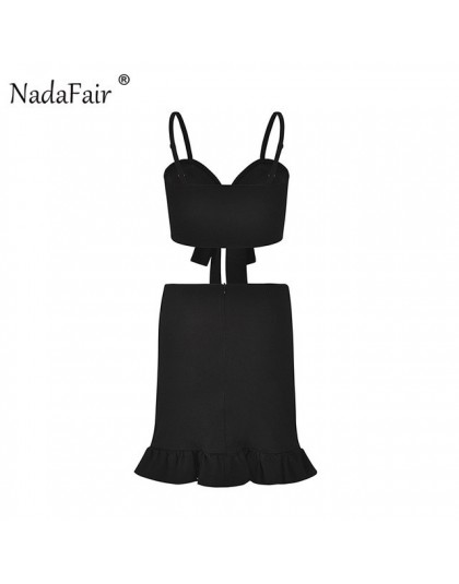 Nadafair dwa kawałki ustawić kobiety Ruffles Bow Casual plaża letnia sukienka czerwony Off ramię Sexy klub Bodycon Wrap Mini suk