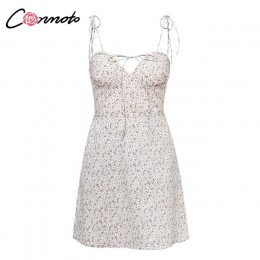 Conmoto 2019 szata Femme bawełna moda lato sukienka kobiety Chic plaża sukienka na imprezę Lace Up Sexy Mini sukienka Vestidos