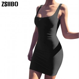 ZSIIBO damskie na co dzień lato bez rękawów Mini Sexy Bodycon zbiornik klub sukienka niski dekolt drop shipping