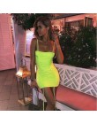 ANJAMANOR Neon plisowana seksowna sukienka bandażowa sukienka do klubu lato 2019 Streetwear kobiety Spaghetti pasek Mini Bodycon