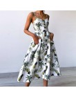 Boho kwiatowy Print letnia sukienka kobiet V Neck kieszenie bez rękawów sukienki midi kobiet słonecznika plisowana przycisk Back