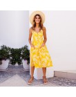 Boho kwiatowy Print letnia sukienka kobiet V Neck kieszenie bez rękawów sukienki midi kobiet słonecznika plisowana przycisk Back