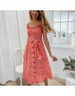 VIEUNSTA Polka Dot druku Sundress 2019 bez ramiączek wzburzyć szarfy wiązanej łuk, sukienka, kobiety, przycisk Backless letnie s