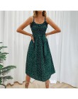 VIEUNSTA Polka Dot druku Sundress 2019 bez ramiączek wzburzyć szarfy wiązanej łuk, sukienka, kobiety, przycisk Backless letnie s