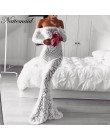 NATTEMAID Off ramię czarny Maxi biała sukienka 2019 Mesh Bodycon sukienka z cekinami kobiety bez ramiączek Party Sexy zimowe suk