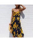 Boho kwiatowy Print letnia sukienka kobiet V Neck kieszenie bez rękawów sukienki midi kobiet słonecznika plisowana przycisk Back