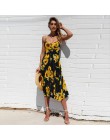 Boho kwiatowy Print letnia sukienka kobiet V Neck kieszenie bez rękawów sukienki midi kobiet słonecznika plisowana przycisk Back