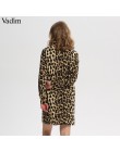 Vadim kobiety Leopard V szyi sukienka skóry zwierząt wzór eleganckie z długim rękawem w stylu retro w stylu vintage na co dzień 