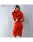 Adyce 2019 nowy lato kobiety Celebrity sukienka na imprezę Vestidos Sexy biały czerwony bez rękawów Ruffles Bodycon Midi Bodycon