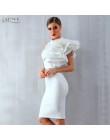 Adyce 2019 nowy lato kobiety Celebrity sukienka na imprezę Vestidos Sexy biały czerwony bez rękawów Ruffles Bodycon Midi Bodycon