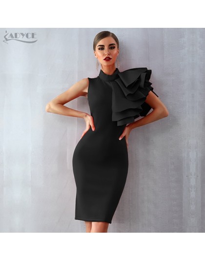 Adyce 2019 nowy lato kobiety Celebrity sukienka na imprezę Vestidos Sexy biały czerwony bez rękawów Ruffles Bodycon Midi Bodycon