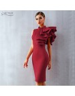 Adyce 2019 nowy lato kobiety Celebrity sukienka na imprezę Vestidos Sexy biały czerwony bez rękawów Ruffles Bodycon Midi Bodycon