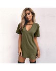 Damska tunika sukienka mini t-shirt oversize z dekoltem w serek seksowy choker luźna czarna szara