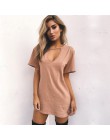 Damska tunika sukienka mini t-shirt oversize z dekoltem w serek seksowy choker luźna czarna szara