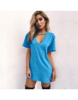 Damska tunika sukienka mini t-shirt oversize z dekoltem w serek seksowy choker luźna czarna szara