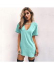 Damska tunika sukienka mini t-shirt oversize z dekoltem w serek seksowy choker luźna czarna szara