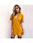 Damska tunika sukienka mini t-shirt oversize z dekoltem w serek seksowy choker luźna czarna szara