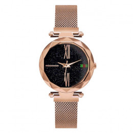 Luksusowe złota róża kobiety zegarki minimalizm gwiaździste niebo magnetyczne moda na co dzień kobiet zegarek wodoodporny cyfram