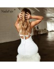 Nadafair lato bandaża sukni kobiety Sexy Backless Lace Up Bodycon klub Party Dress Vestidos Draped Mini Wrap Dress Robe Femme