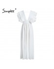 Simplee elegancki v neck długie suknie Ruffles wysoka talia kobiety sukienki wieczorowe party kobieta sexy sukienka w dużym rozm