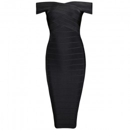 INDRESSME Sexy Off ramię kobiety bandaż sukienka elegancka Slash Neck kolano długość Bodycon Backless sukienka na imprezę Vestid