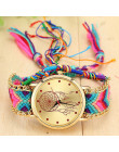 Vansvar w stylu Vintage kobiety rodzimych Handmade zegarek kwarcowy z dzianiny Dreamcatcher przyjaźń zegarek Relojes Mujer Drop 